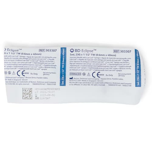 SYRINGE 5ML LL 23X1 1/2IN ECLIPSE RB TW 50EA/BX 6BX/CA