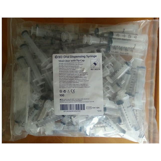 Oral Syringe, Tip Cap, Clear, 10mL