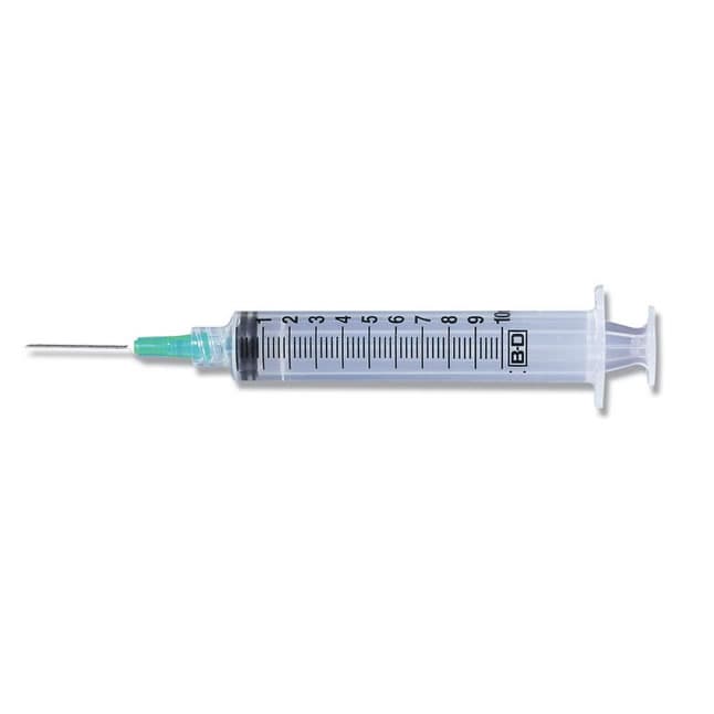 BD Luer-Lok™ Syringe with attached needle, 10 mL, 20GA OD, 1"