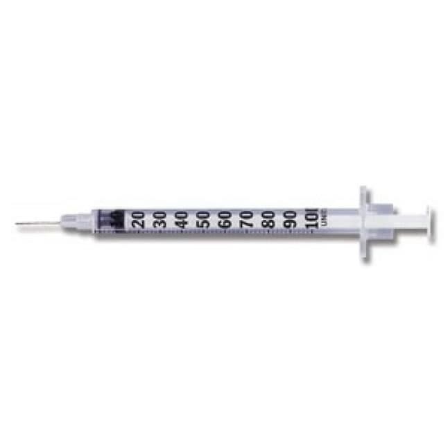 U-100 Insulin Syringe, with Micro-Fine™ Intravenous Needle, 1mL, 28GA OD, 1/2"