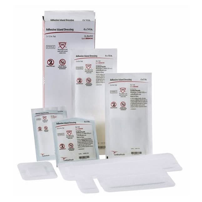 Cardinal Health™ Adhesive Island Dressing, Sterile, 4 in. x 8 in., 2 in. x 6 in. Pad