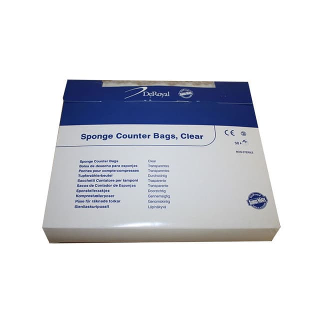 Sponge Counter Bag, Adhesive Seal, Clear with Blue Back