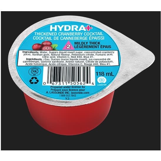 Thickened Cranberry Cocktail Vitamin C Added , Mildly Thick, 118mL