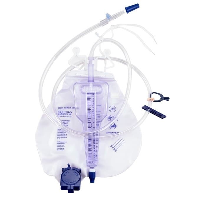 200ml Urine Meter with anti-splash drain valve, 2000mL drainage bag