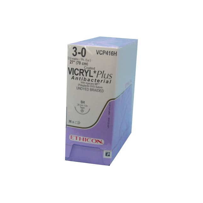 Vicryl® Plus Absorbable Suture, Size 3-0, L27" SH Taperpoint Needle, Violet