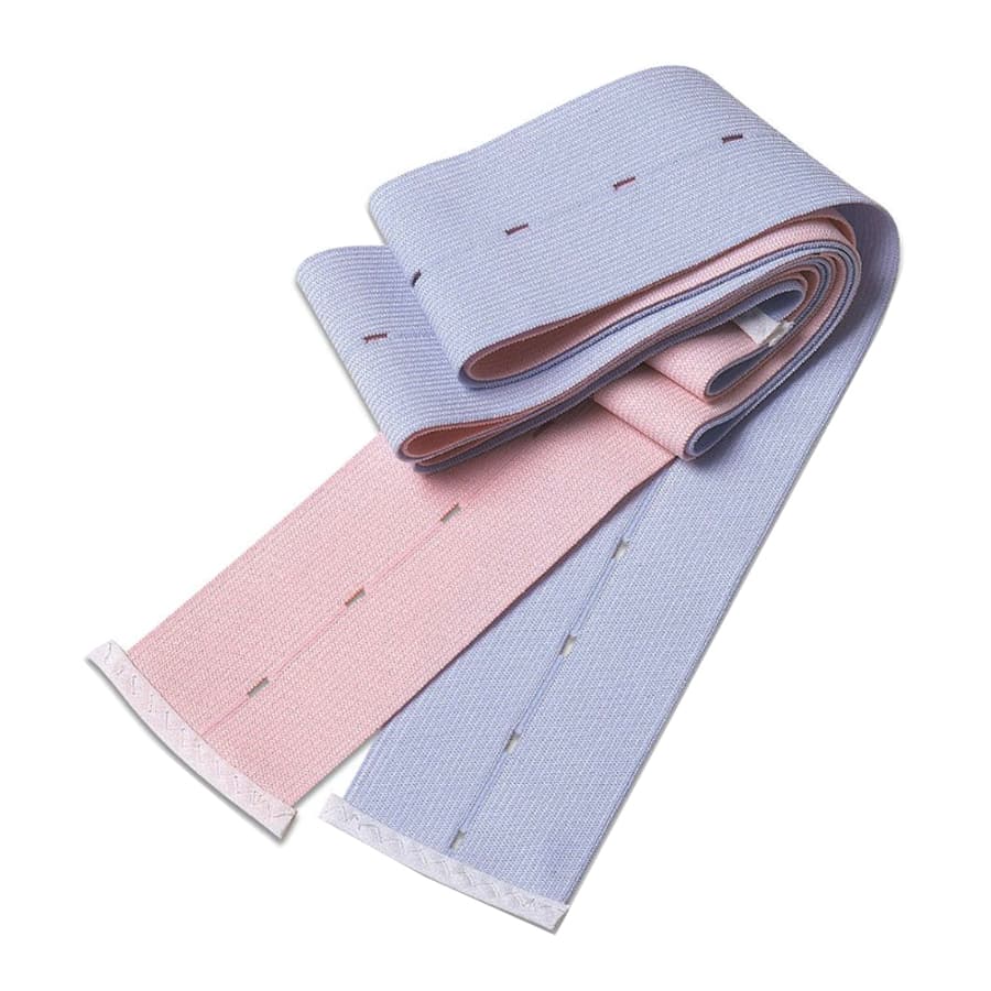 Abdominal Belts - Tab Style - 1.5 in. x 36 in., knit elastic, solid pink and blue set