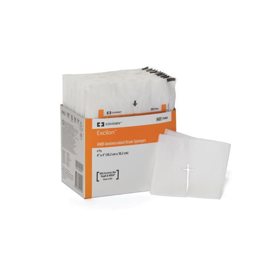 Excilon™ AMD Antimicrobial Drain Sponge, 4 in. x 4 in. (10.2 cm x 10.2 cm)