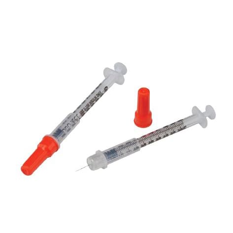 Monoject™Insulin Safety Syringe with Attached Needle 3/10 mL 29 G x 1/2"